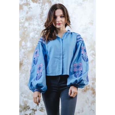 Embroidered blouse "Harmony" blue